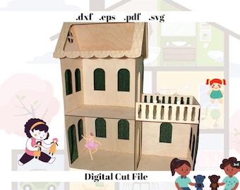 Open Dollhouse Building Laser Cut Digital Template File Svg Instant Download Cardboard Craft Cnc Router Diy Barbie House Dollhouse Miniature