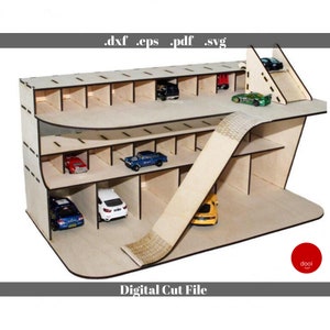 レーザーカット木製おもちゃの車ガレージプレイグラウンド駐車場Glowforge CricutベクターレーザーCNCテンプレートDXF SVG EPS Pdf DIYおもちゃ子供