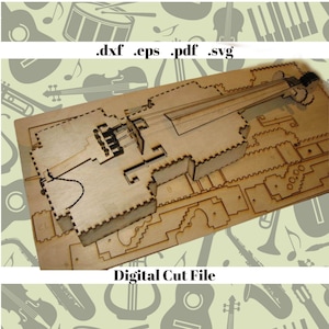 8 Bit Violin 3D Diy Laser Cutting Digital File Instant Download Template Svg Dxf Eps Pdf Music Instrument Hand Made Violin Diy Musical