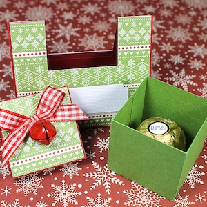 Caja de trufas de Navidad Colocar tarjetas Archivo SVG para cortar archivo digital / caja de regalo de Navidad Cascanueces del árbol