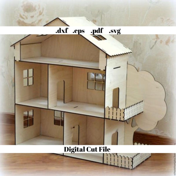 Dollhouse Playground Barbie House Miniatures Laser Cutting Digital Template Instant Download Svg File Cnc Router Cut File Cardboard Doll