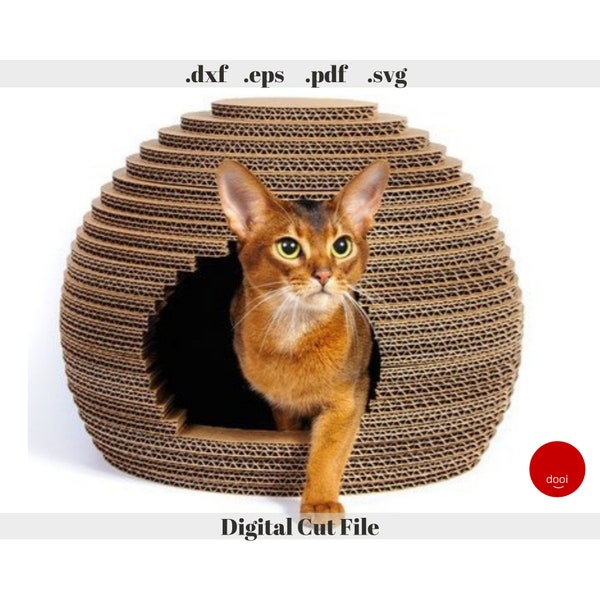 Cardboard Cat House Digital Template File Laser Cnc Glowforge Cricut Template Pet House Diy Cardboard Litter Box Cat Bed Puppy Kitten