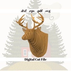 Deer Head Wall Decor Laser Cut Digital Instant Download Template Svg File Ready to Cut Cnc Router Cut File Hand Made Wall Decor Diy