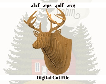 Deer Head Wall Decor Laser Cut Digital Instant Download Template Svg File Ready to Cut Cnc Router Cut File Hand Made Wall Decor Diy