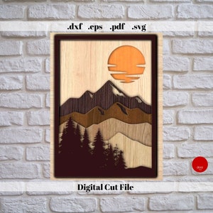 Layered Wand Kunst Berg Laser schneiden Vorlage Sofortiger Download geschnitten Datei Vektor Pdf svg Eps Dxf