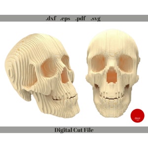 Diseño de plantilla digital cortada con láser para decoración de calaveras en 3D, plantilla láser Cnc Glowforge Cricut Dxf Pdf Eps Svg, decoración de mesas con cartón