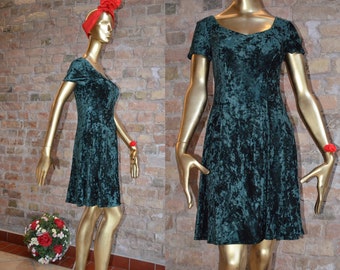 Emerald VINTAGE 80s dress green, size M, disco, cocktail party