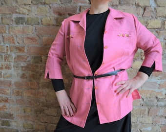 Vintage 80s pink blazer, Frankenwalder, Finland, EU 46, Size XL