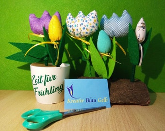 Tulpen Bastelset, Frühlingsblumen Selbermachen, Diy Blumen, Selbstgebasteltes Geschenk, Frühlingsgrüße zum verschenken, Stoffblumen