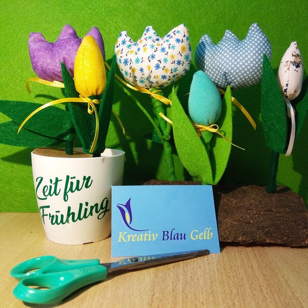 Tulpen Bastelset, Frühlingsblumen Selbermachen, Diy Blumen, Selbstgebasteltes Geschenk, Frühlingsgrüße zum verschenken, Stoffblumen