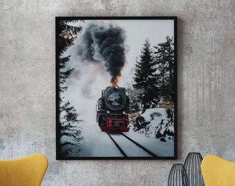 Brockenbahn Mural, Harz Wallpaper, Winterexpress Canvas