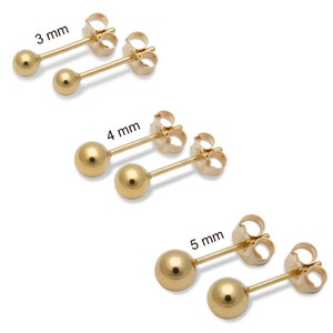 Kugel Ohrstecker Gold, 14 Karat vergoldete mini Ohrringe, 14K Gold Filled