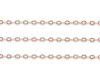 12,27 EUR/meter - 10 m platte ankerketting 1,3 x 1,8 mm - 14K roségoud gevuld