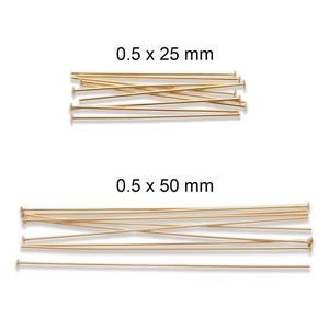 10x Flat Head Pins 14K Gold Filled