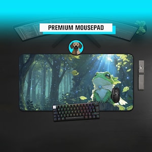 Premium Fantasy Frog Mousepad | Magical Forest Deskmat | Cute Wizard Frog Art | Cottagecore Gaming Pad | RPG Adventure Aesthetics Desk Pad