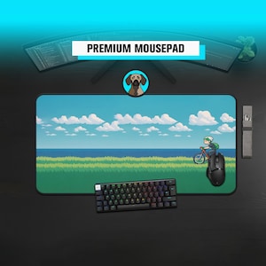 Premium Emerald Pixelart Mousepad  | Emerald Landscape Mousepad | Pixel Art Playmat Deskmat | Retro Large Landscape Aesthetic Deskmat
