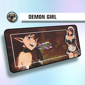 Premium Demon Girl Mousepad | Anime Waifu Deskmat | Perfect for Anime Fans Deskmat | Large Anime Aesthetic Mousepad