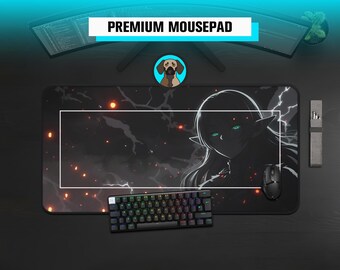 Premium Elf Girl Mousepad | Epic Black Elf Magician Deskmat | Fantasy RPG Mousepad | Minimalist Large Anime Aesthetic Desk Pad