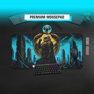 Premium Super Nuke Mousepad | Nuclear Illustration Inspired Mousepad | Grunge Gaming Helmet Mousepad | Gaming Apocalyptic Aesthetic Desk Pad