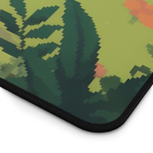 Premium Retro-Konsolen-Pixel-Art-Mauspad | Schreibtischunterlage für Gaming-Nostalgie der 90er | Gemütliches Waldmotiv | PS1 Lofi-Spielmatte | Ästhetisches grünes Mauspad Bild 10