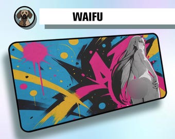 Premium Waifu Mousepad | Urban Style Illustration Deskmat | Waifu Anime Style Deskmat | Large Anime Aesthetic Waifu Mousepad