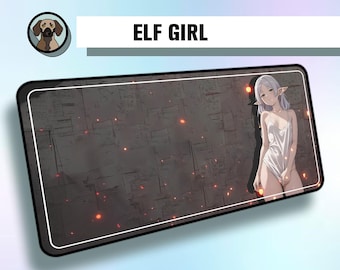 Premium Elf Girl NSFW Mousepad | Anime Waifu NSFW Deskmat | Elf Girl Mousepad | Waifu Large Anime Aesthetic Mousepad