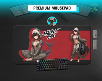 Premium Ellen Pajama Mousepad | Shark Pajama Deskmat | Zenless Zone Zero | Large Gaming Desk Mat | ZZZero Deskmat | Gaming Desk Mat