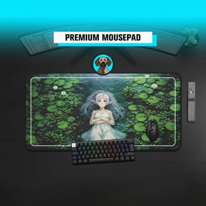 Podkładka pod mysz Premium Elf in the River | Podkładka pod mysz z cyfrową ilustracją anime | Podkładka pod mysz Young Elf Lofi | Duża podkładka pod mysz w stylu anime