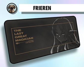 Premium The Last Great Magician Mousepad | Frieren Deskmat | Frieren Mousepad | Black and White Large Anime Aesthetic Mousepad