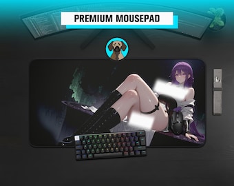 Premium Magician Girl muismat | Anime Girl Waifu bureaumat | Donkerpaarse fantasy gaming bureaumat | Grote muismat met anime-uitstraling