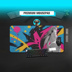 Premium Waifu Mousepad | Urban Style Illustration Deskmat | Waifu Anime Style Deskmat | Large Anime Aesthetic Waifu Mousepad