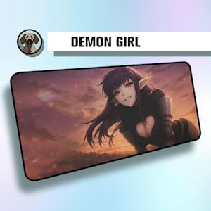 Premium Demon Girl Mousepad | Anime Waifu Deskmat | Perfect for Anime Fans Deskmat | Large Anime Aesthetic Mousepad