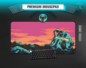 Premium Nuke Vaporwave Mauspad | Mauspad inspiriert von Helmillustrationen | Vaporwave-Helm-Mauspad | Ästhetische Vaporwave-Schreibtischunterlage