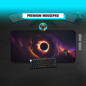 Premium Black Hole Mousepad | Interstellar Gargantua Desk Mat | Cosmic Space Gaming Pad | Event Horizon Art | Sci-Fi Astronomy Gift