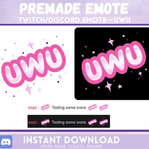 Cute Premade uwu - gaming - Emote Instant Download for Twitch, Discord Pink