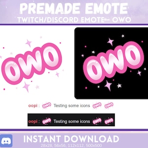 Cute Premade owo - gaming - Emote Instant Download for Twitch, Discord Pink