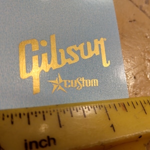 Electric Guitar Waterslide Decal, Gold metallic ink, BACK OF HEADSTOCK decal, Premium Quality guitar decal, Restoration Grade guitar decal