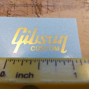Electric Guitar Waterslide Decal, Gold metallic ink, BACK OF HEADSTOCK guitar decal, Premium Quality guitar decal, Restoration Grade decal