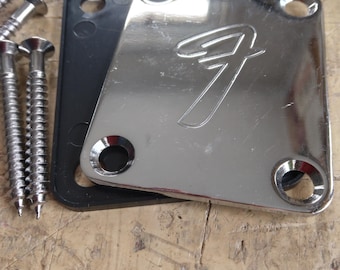 Engraved Chrome Guitar Neck Plate: Reproduction