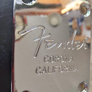 Engraved Electric Guitar neckplate, Metal Chrome Silver, Custom Shop guitar neckplate, Restoration guitar neckplate, guitar neck plate.