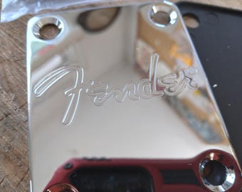 Engraved Chrome Guitar Neck Plate: Reproduction