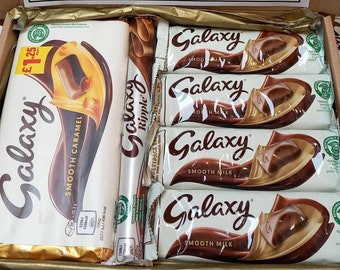 Personalised Galaxy Chocolate Hamper Box. Birthday Gift Christmas Present Confectionary Selection Treat. Multiple Bar Surprise Party Box.