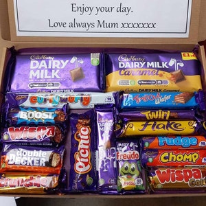 Personalised Cadbury Chocolate Bar Sweet Gift Box Hamper Selection Confectionary Birthday Valentine Day Bouquet Treat Present Surprise Party