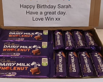 Personalised Dairy Milk Chocolate Bar Sweet Gift Box Hamper Selection Confectionary Birthday Valentines Bouquet Treat Present Surprise Party