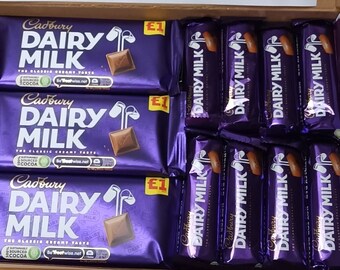 Personalizado Cadbury Dairy Milk Chocolate Bar Dulce Caja de Regalo Cesta Selección Confitería Cumpleaños San Valentín Tratar Presente Ramo Fiesta