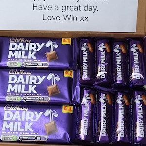 Personalised Dairy Milk Chocolate Hamper Box. Birthday Gift Christmas Present Confectionary Selection Treat. Multiple Surprise Party Box. Mega