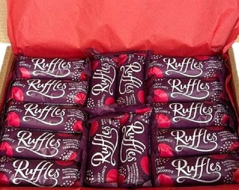 Raspberry Ruffle Chocolate Box Gift Hamper, Personalised Message, Ideal Treat Present For Birthdays, Christmas, Valentines, Mothers Fathers
