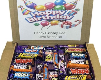 Cesto regalo di dolciumi con barrette di cioccolato Cadbury personalizzate fatte a mano, selezione di dolciumi, bouquet per compleanno, Natale, regalo per feste