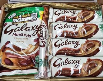 Personalised Galaxy Chocolate Hamper Box. Birthday Gift Christmas Present Confectionary Selection Treat. Multiple Bar Surprise Party Box.