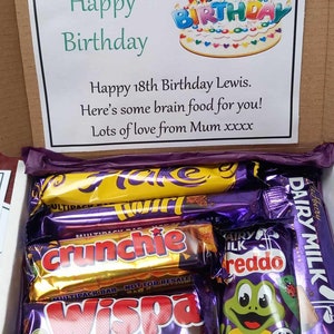 Personalised Cadbury Chocolate Bar Sweet Gift Box Hamper Selection Confectionary Birthday Valentine Day Bouquet Treat Present Surprise Party Small